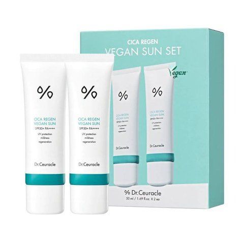 Набір сонцезахисних кремів для обличчя Dr.Ceuracle Cica Regen Vegan Sun Set, SPF 50+ PA++++ з центелою, 2*50 мл 2270 фото