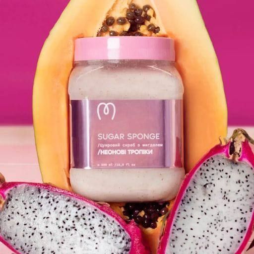 Цукровий скраб для тіла Mary Babe Sugar Sponge Неонові тропіки, з мигдалем, 500 мл 2143 фото